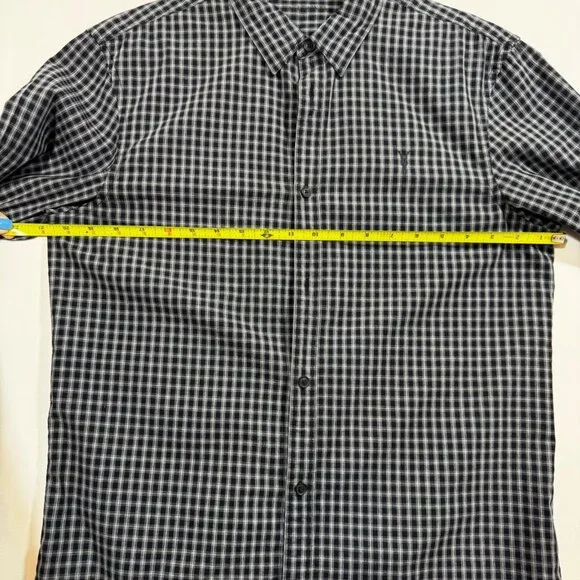 All Saints Murdo Long Sleeve Shirt M Grey Plaid Checkered Button Office Work - Picture 7 of 10